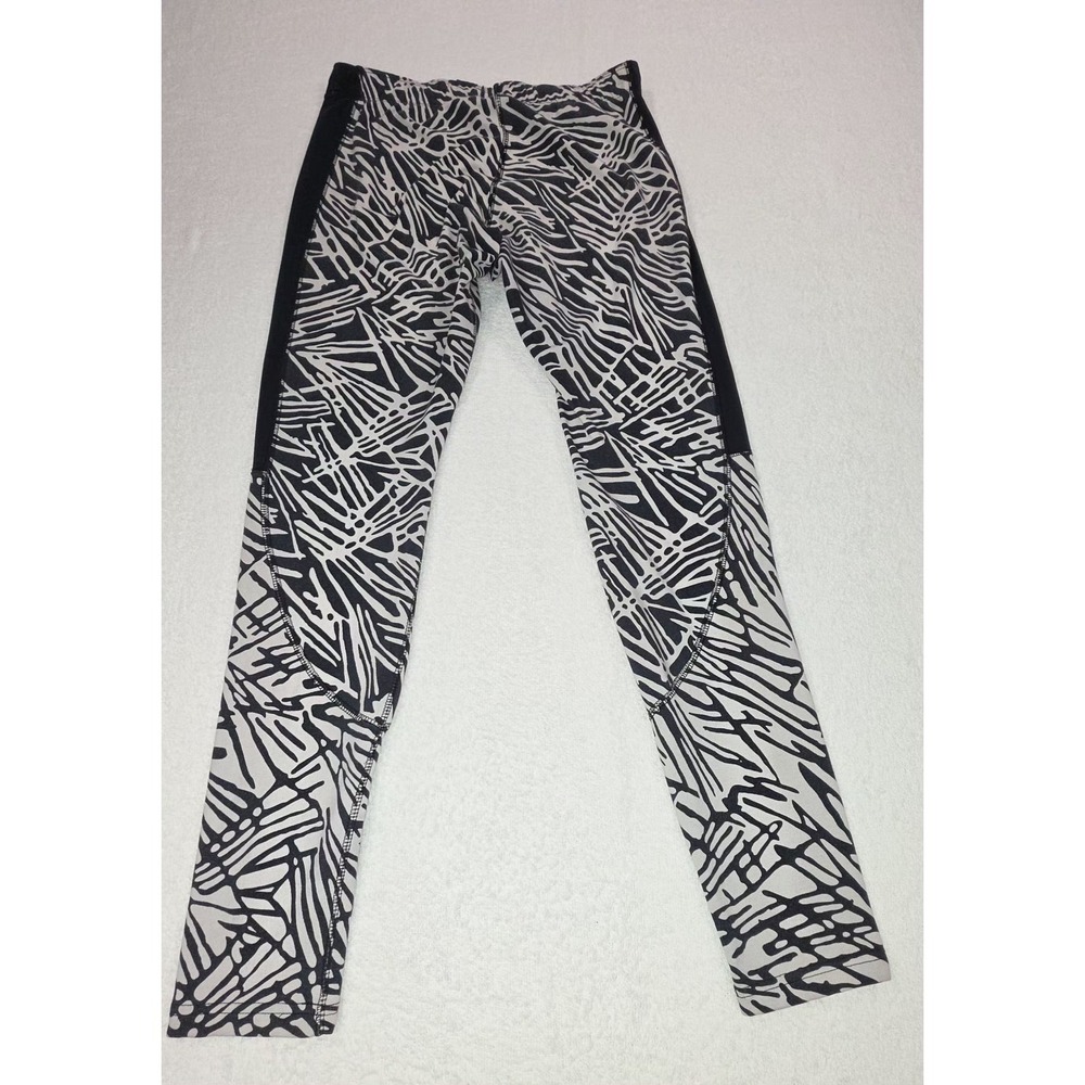 NIKE JUST DO IT Black/White ZEBRA STRIPES ATHLETIC PANTS Gym Yoga Tights Women M